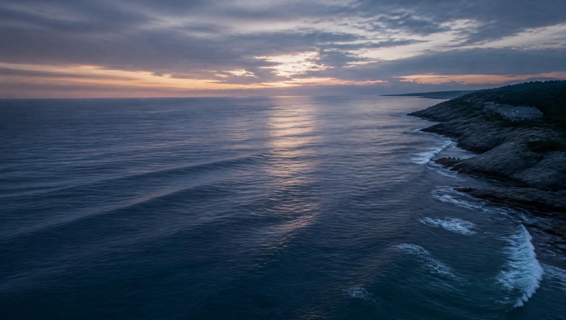 New England coastline at dusk